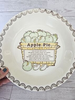 Apple Ceramic Serving Dish with Green and Yellow Accents